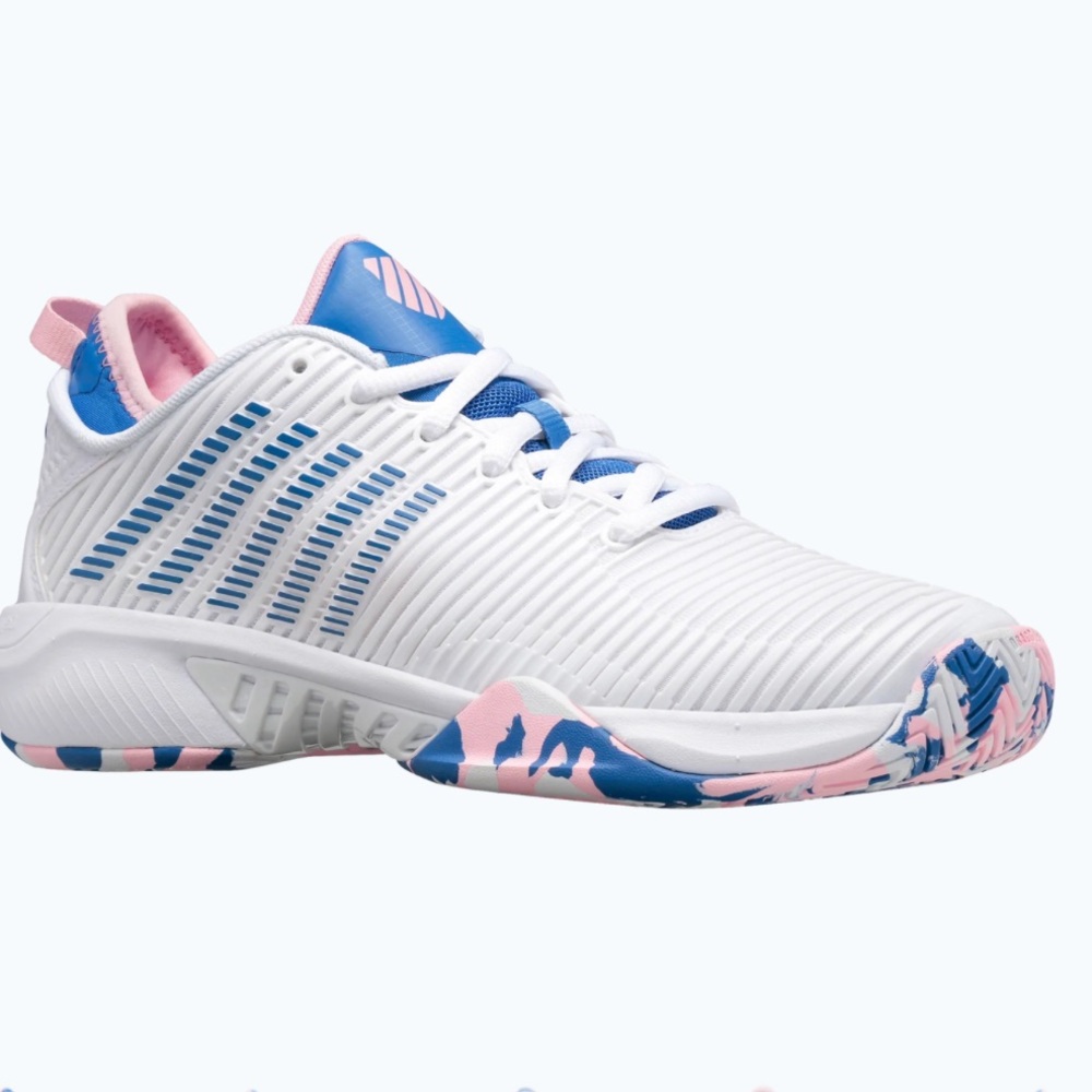 K-Swiss White and Blue Sneakers